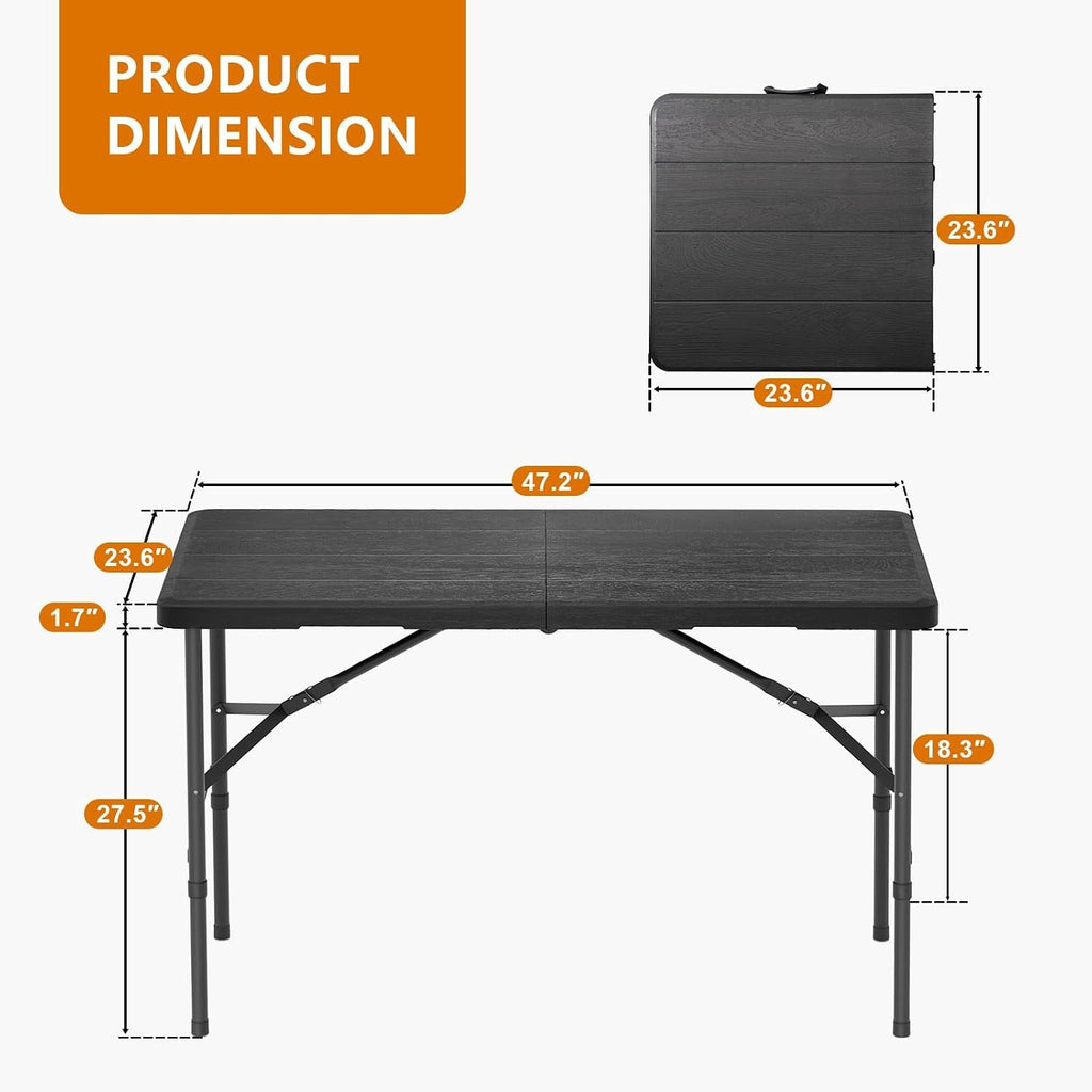 4FT Wood‑Grain Heavy‑Duty Plastic Folding Table