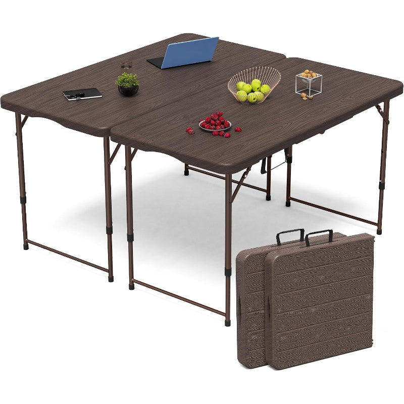 2‑Pack 4 FT  Adjustable Plastic Folding Table