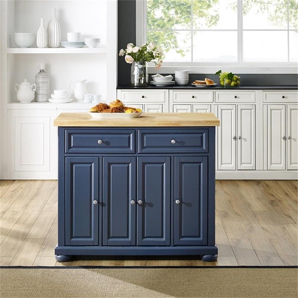 42‑Inch Solid Wood Top Kitchen Island Cart
