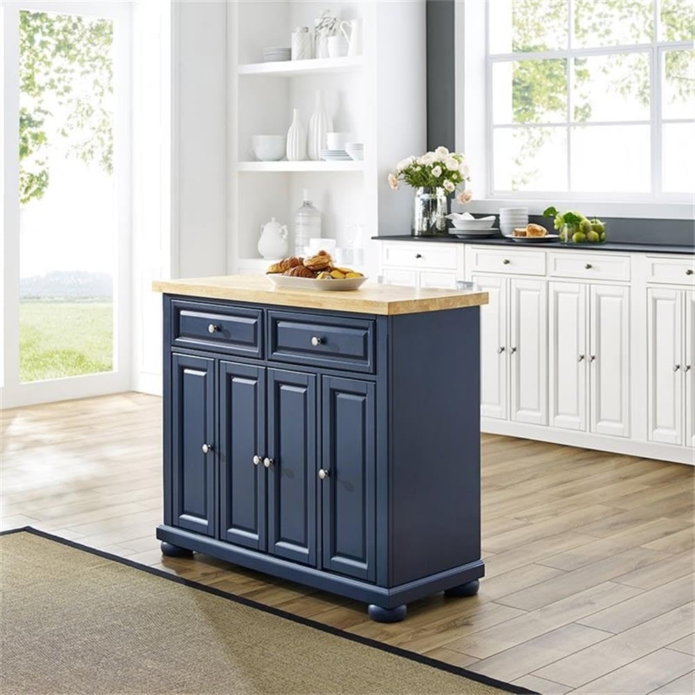 42‑Inch Solid Wood Top Kitchen Island Cart