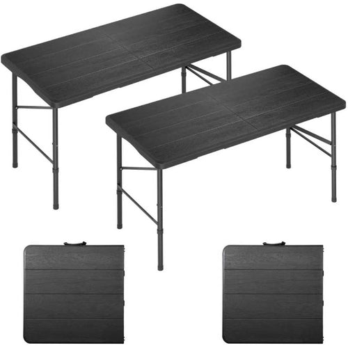 4FT Wood‑Grain Heavy‑Duty Plastic Folding Table