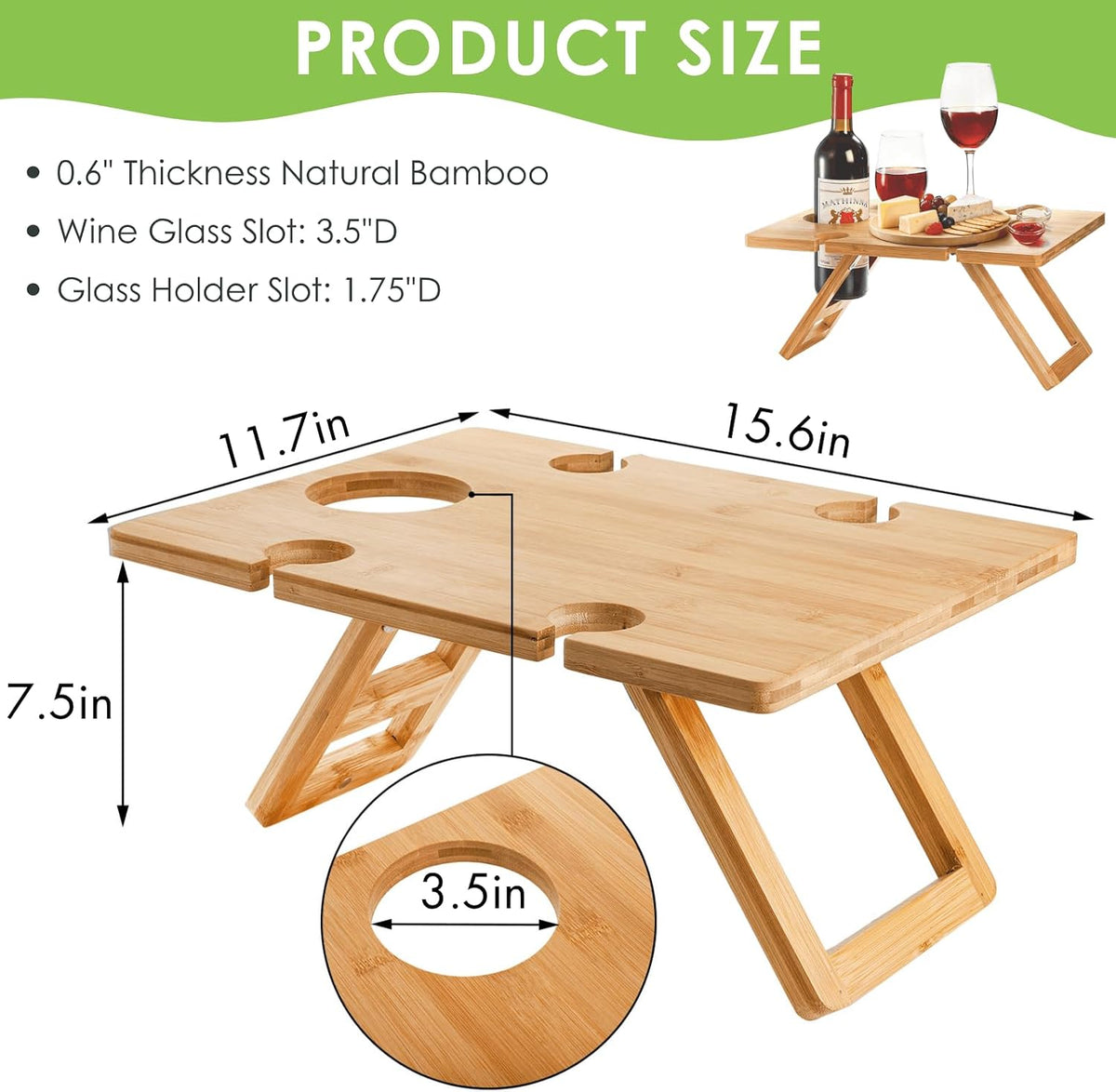 Wine Holder Portable Picnic Table