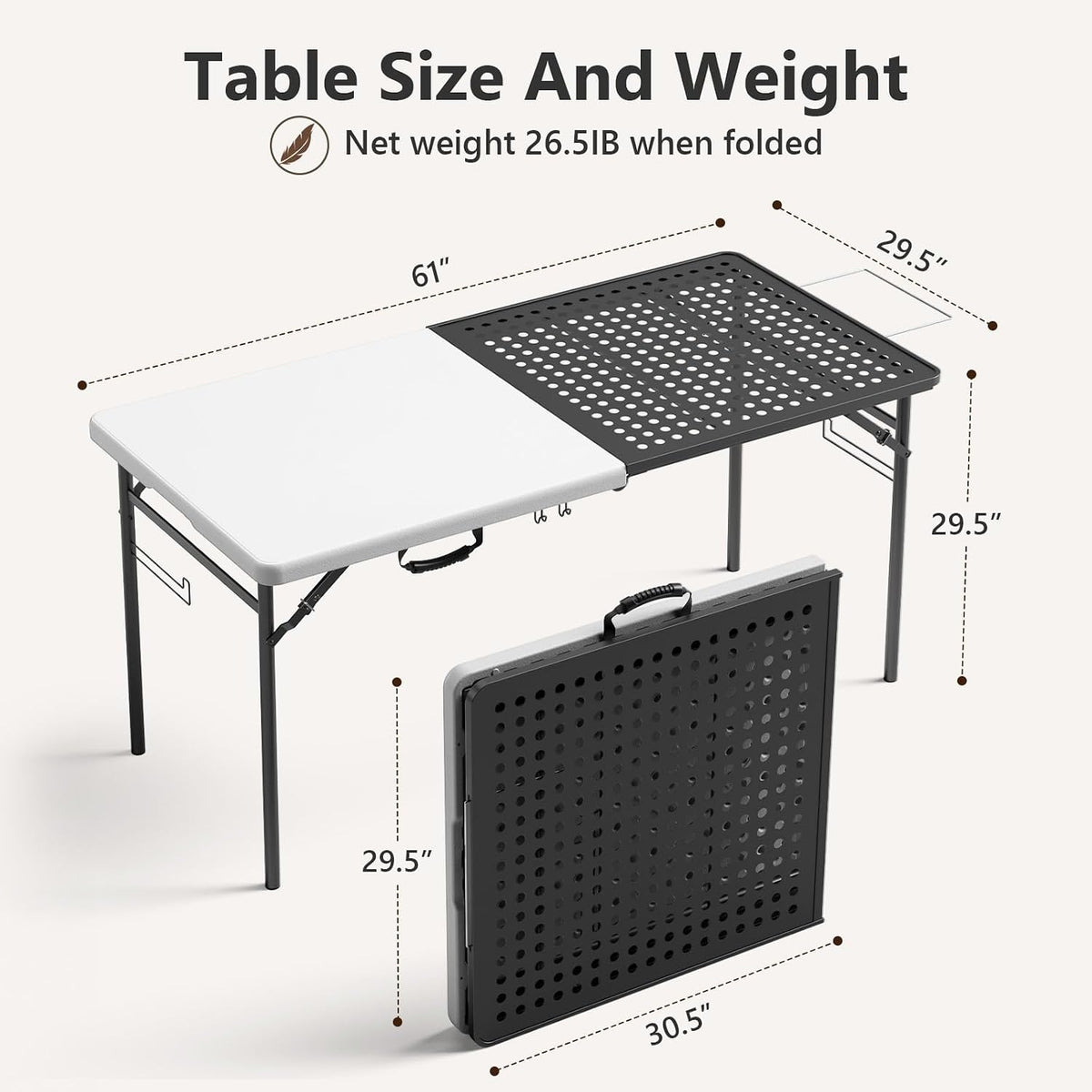 5FT  Portable Metal Grilling Folding Table