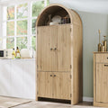 71‑Inch Arched Fluted Wooden Tall Pantry Storage Cabinet