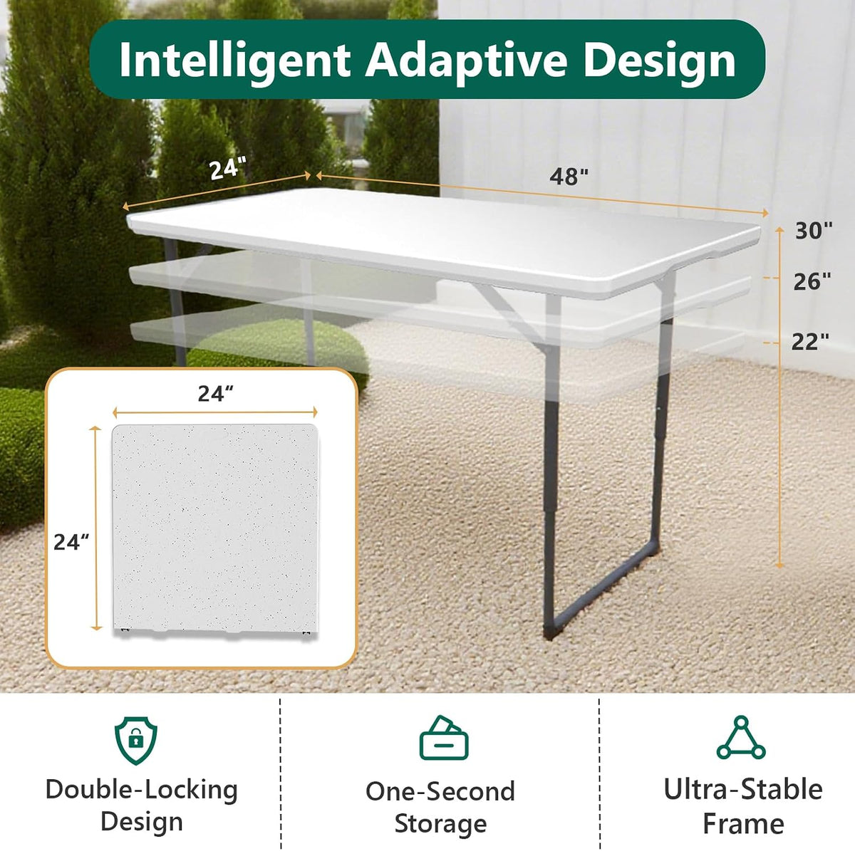 Adjustable Plastic Folding Table