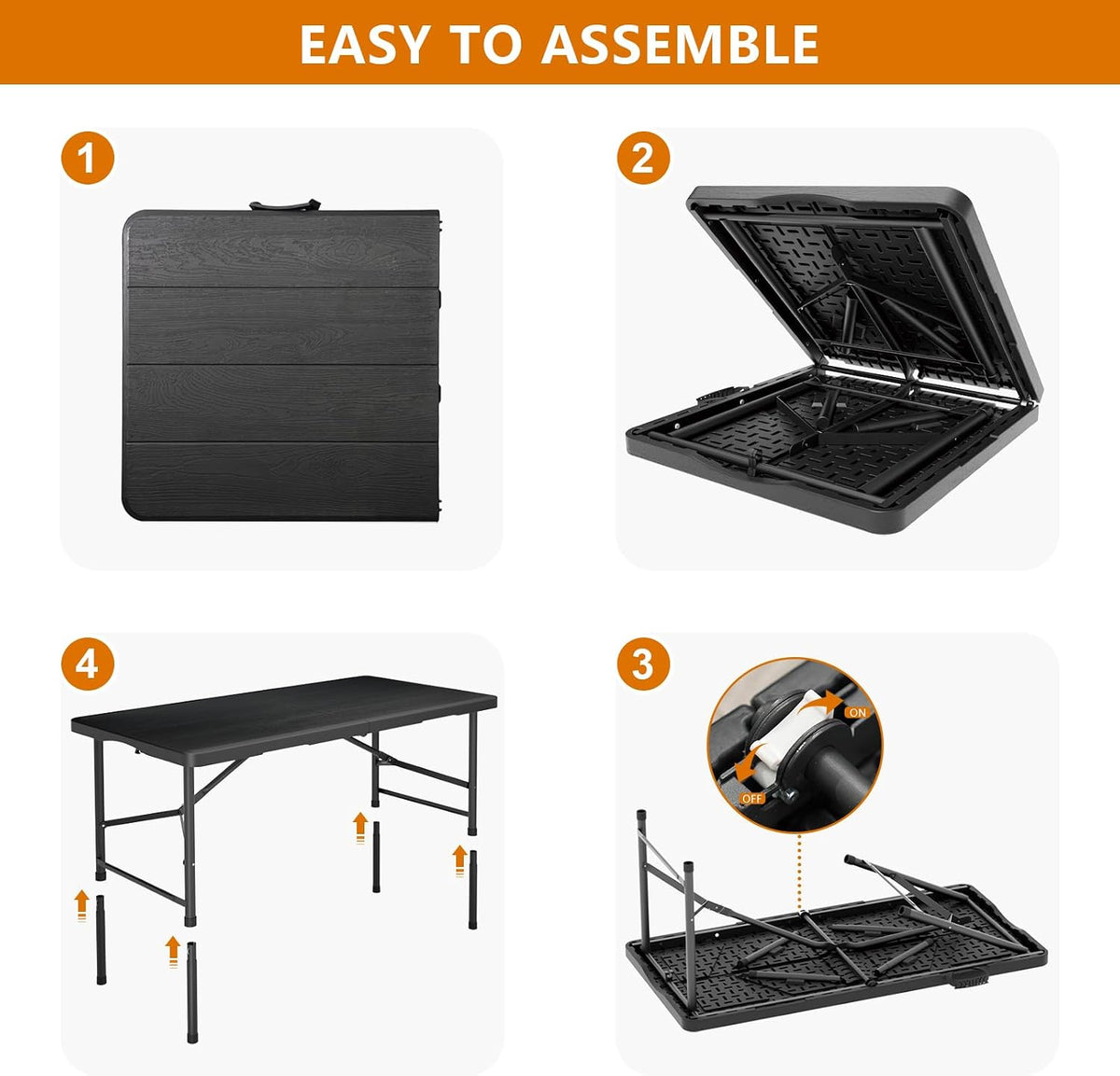 4FT Wood‑Grain Heavy‑Duty Plastic Folding Table