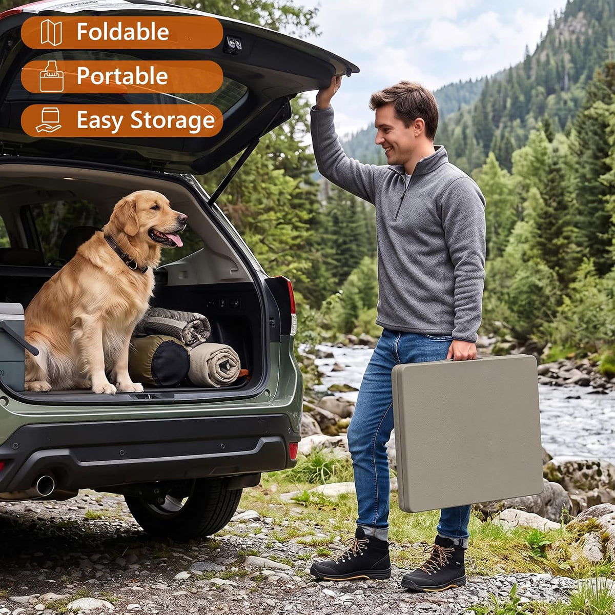 4FT Adjustable‑Height Fold‑in‑Half Portable Folding Table