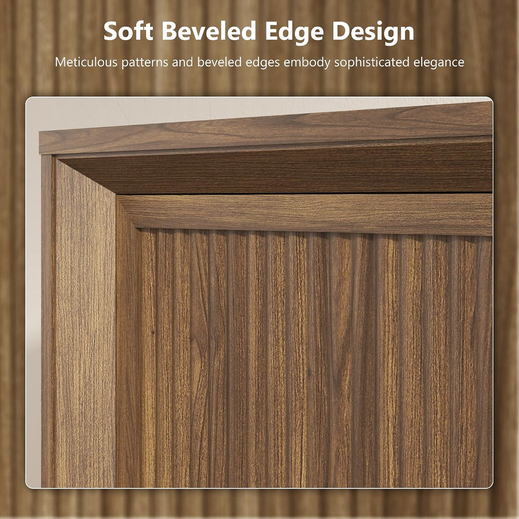 63‑Inch Fluted Wooden Sideboard Buffet Credenza Cabinet