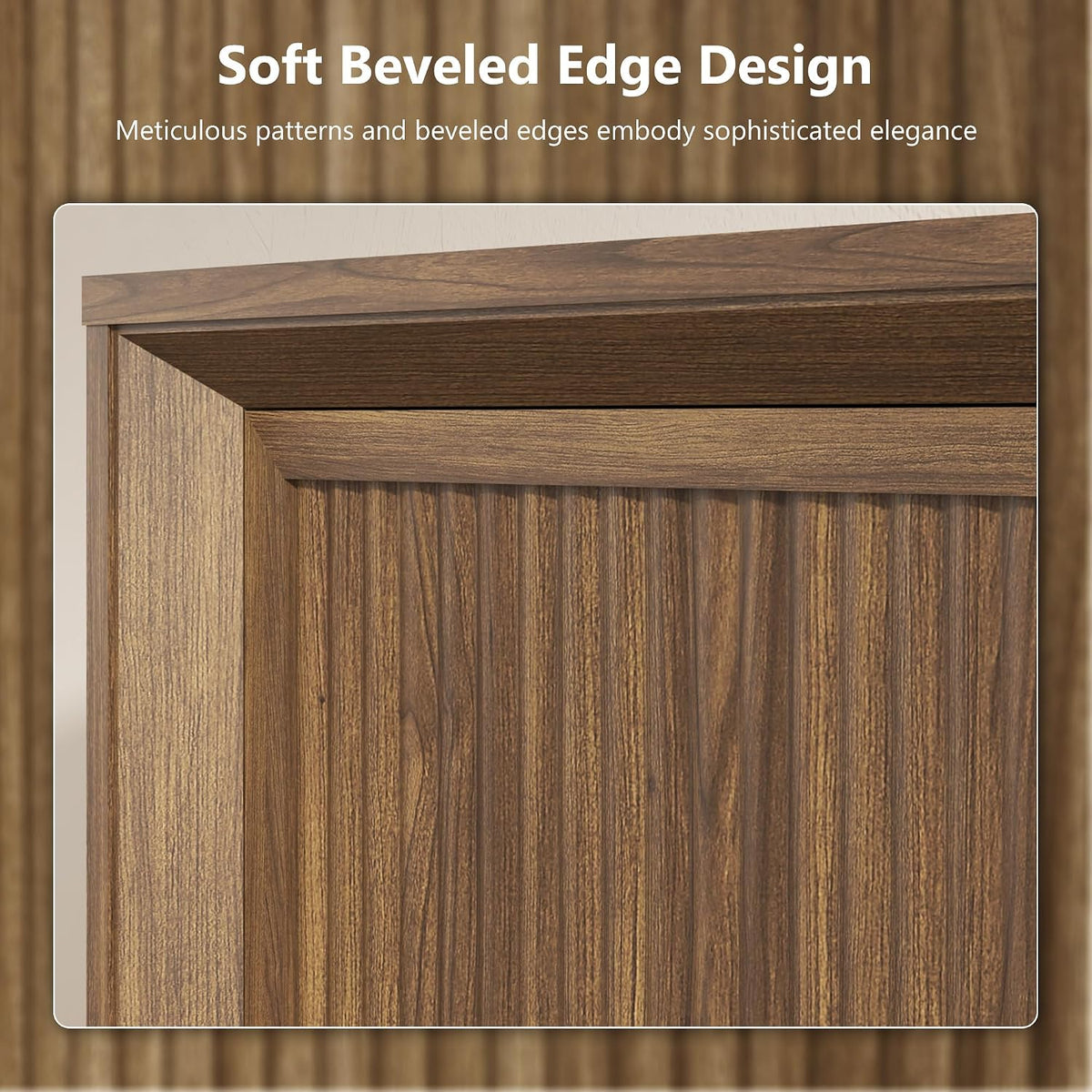 63‑Inch Fluted Wooden Sideboard Buffet Credenza Cabinet