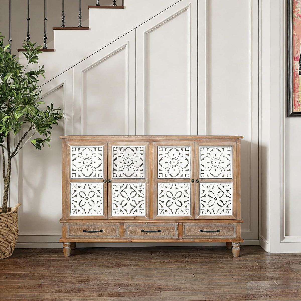59‑Inch French Country Solid Wood Sideboard Buffet Cabinet