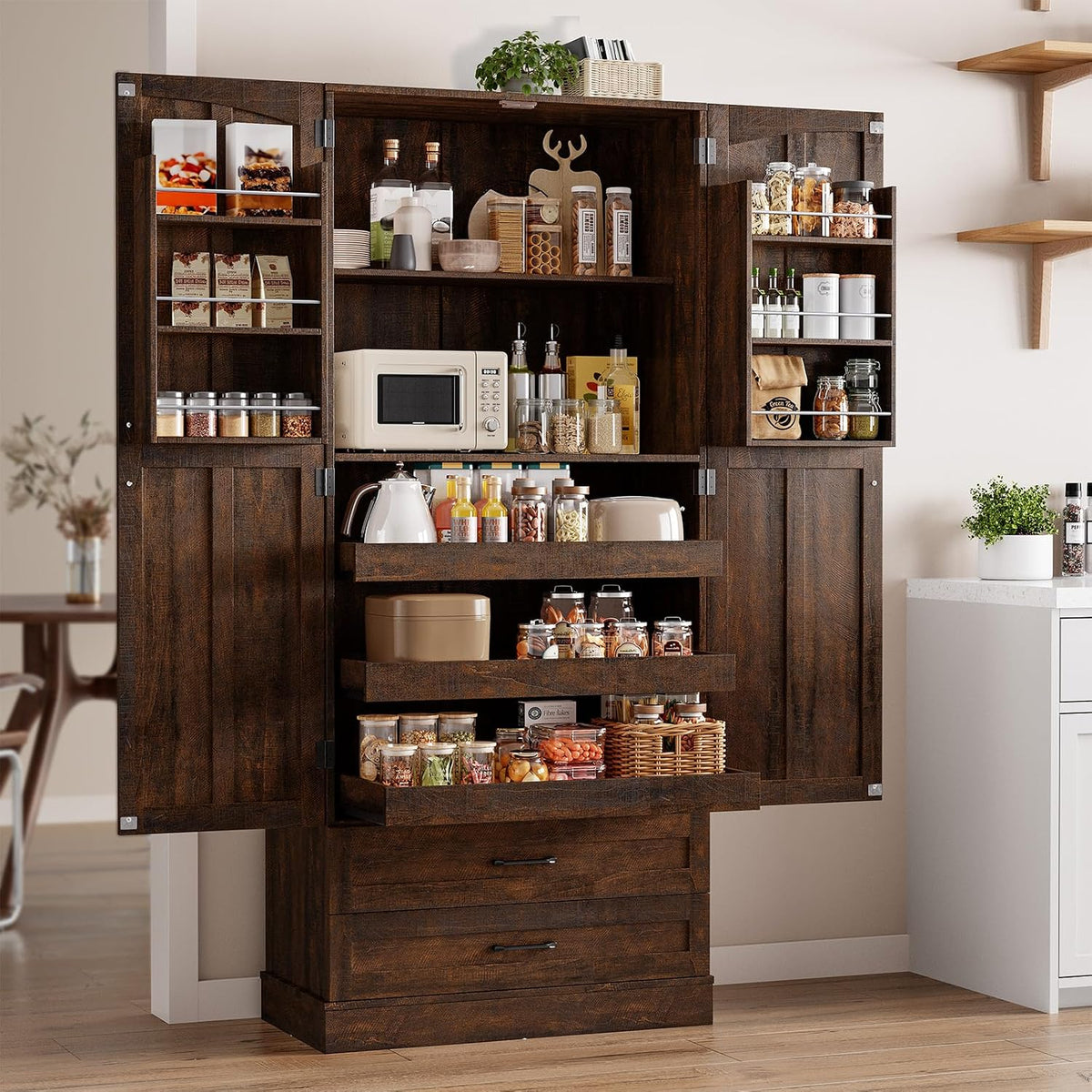 71‑Inch Farmhouse Tall Kitchen Pantry Storage Cabinet
