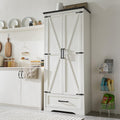 72‑Inch Farmhouse Barn Door Tall Pantry Storage Cabinet