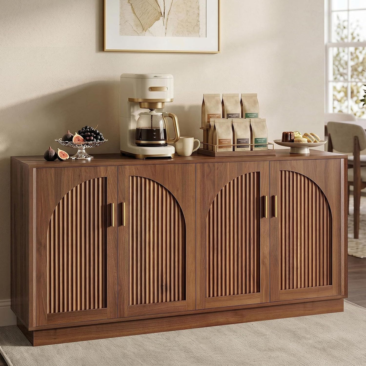 63‑Inch Fluted Arched Door Sideboard Buffet Cabinet