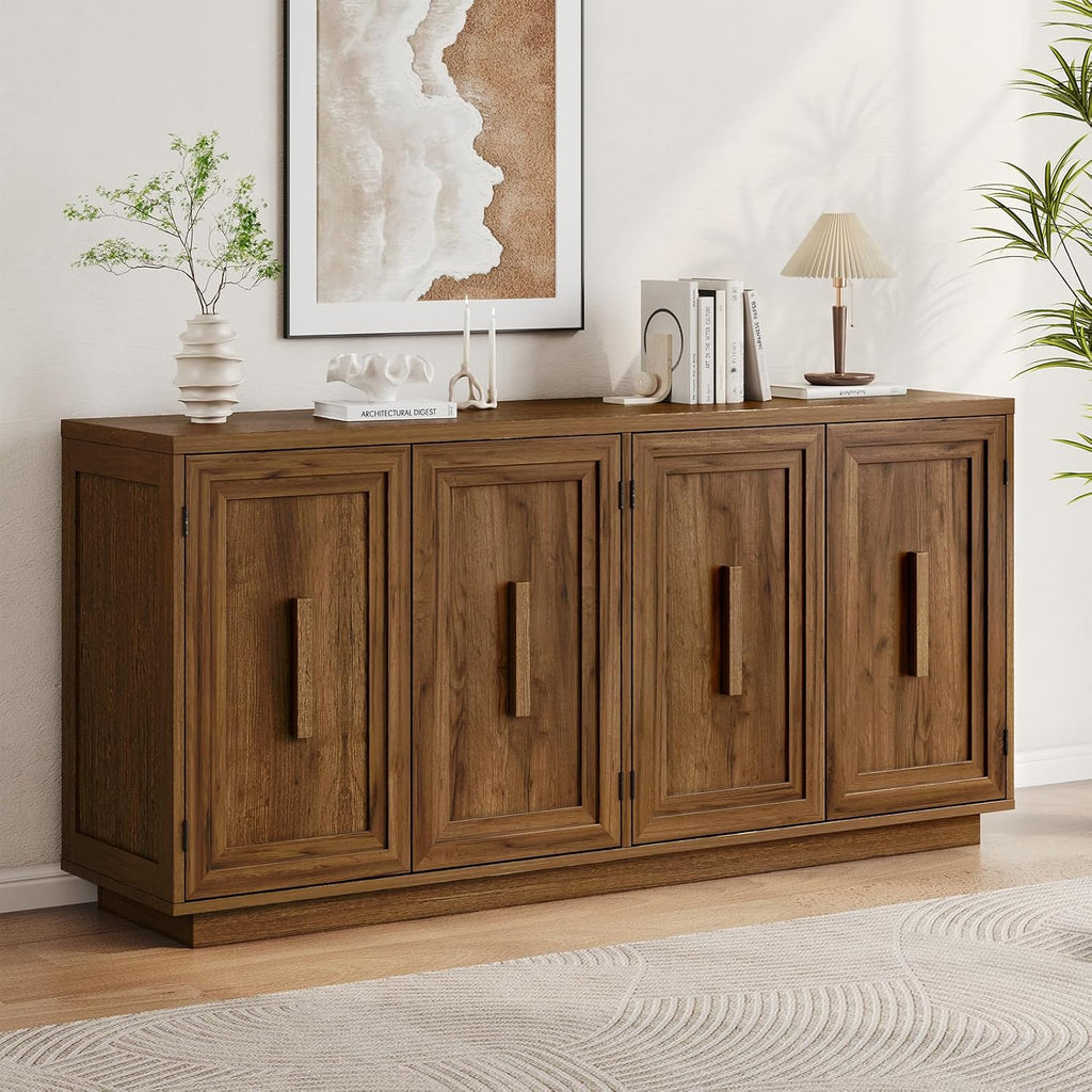 63‑Inch 4‑Door Sideboard Buffet Storage Cabinet