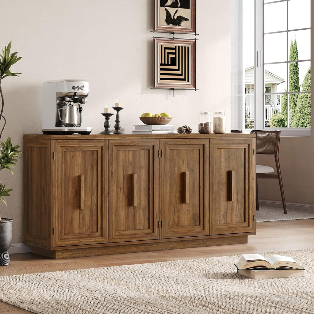 63‑Inch 4‑Door Sideboard Buffet Storage Cabinet