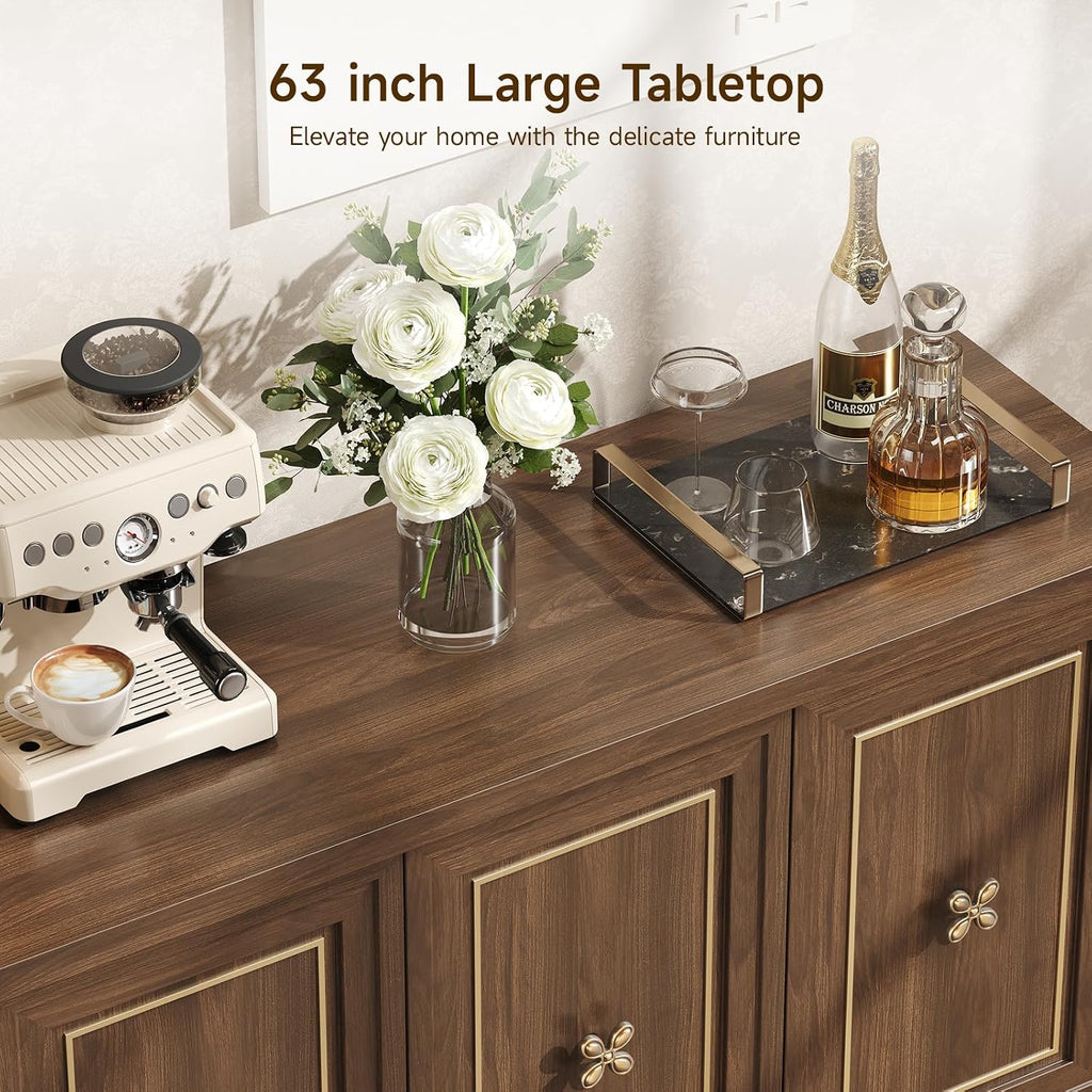 63‑Inch Wooden Sideboard Buffet Credenza Cabinet