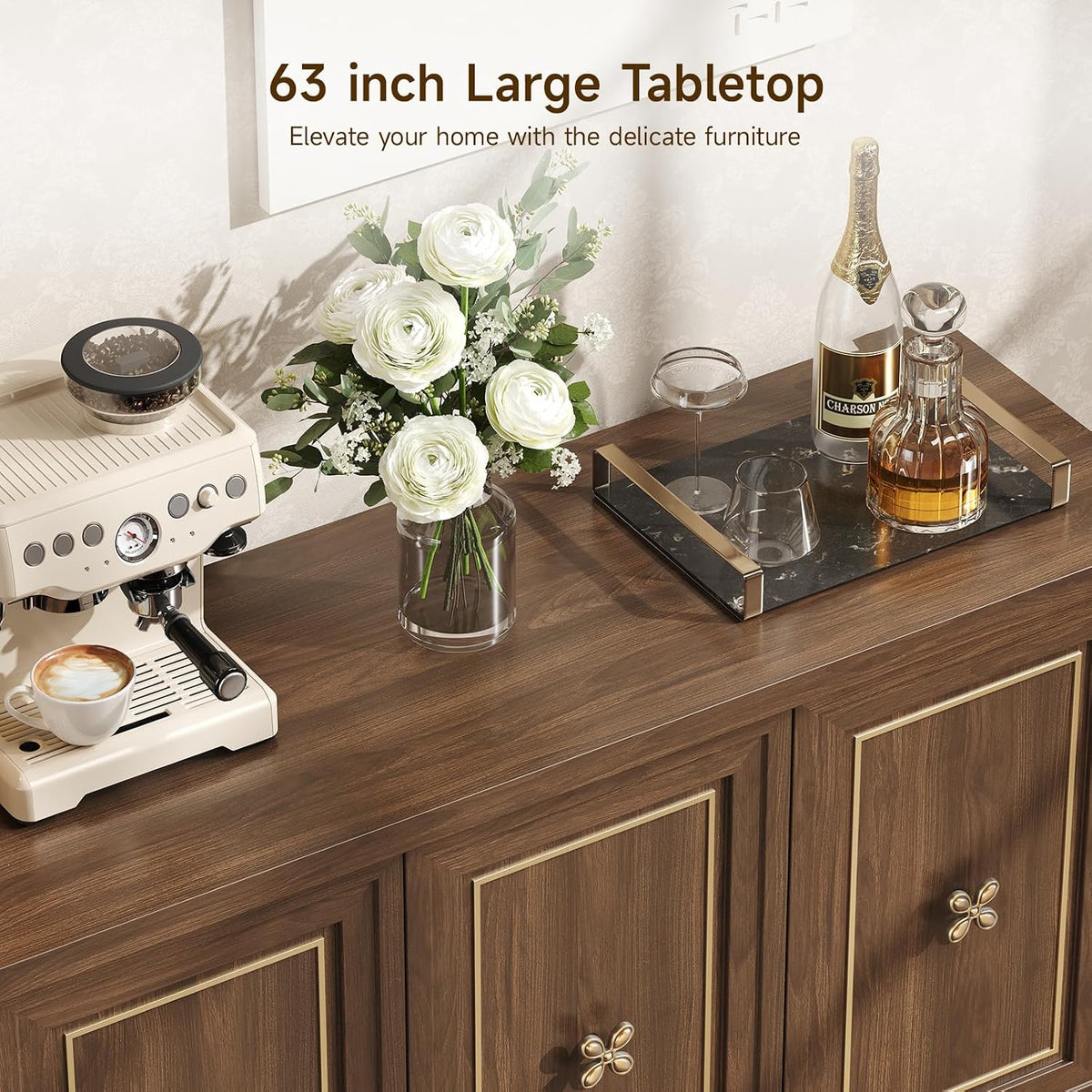 63‑Inch Wooden Sideboard Buffet Credenza Cabinet