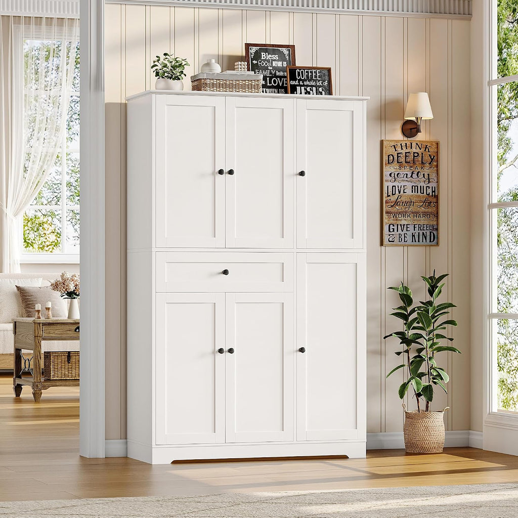 68‑Inch White Tall Kitchen Pantry Storage Cabinet