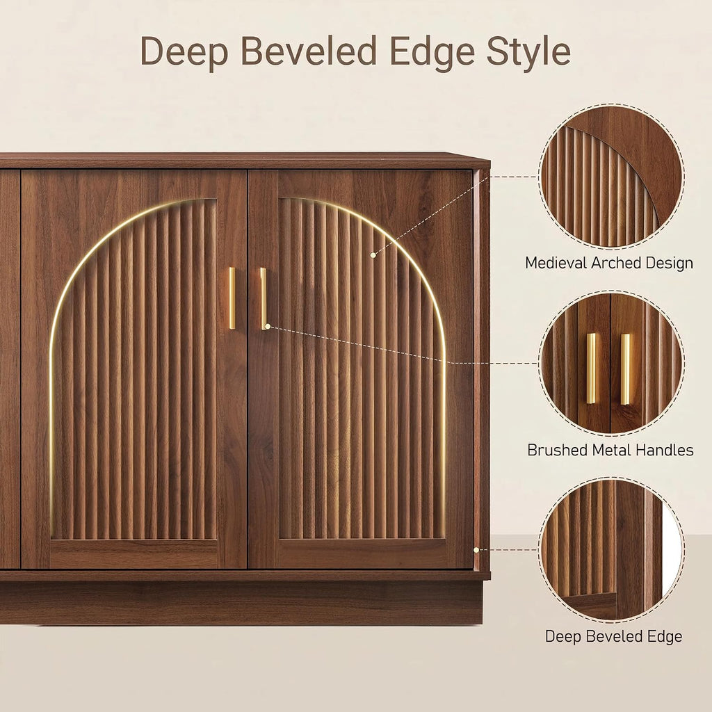 63‑Inch Fluted Arched Door Sideboard Buffet Cabinet