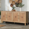63‑Inch Vintage Carved Wooden Sideboard Buffet Credenza Cabinet