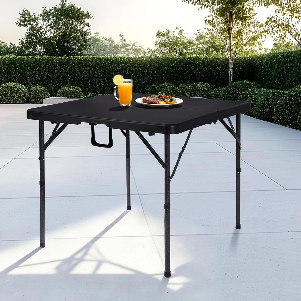 34‑Inch Square Adjustable‑Height Plastic Folding Card Table