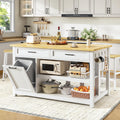 47‑Inch Solid Wood Kitchen Island with Storage & 2 Bar Stools