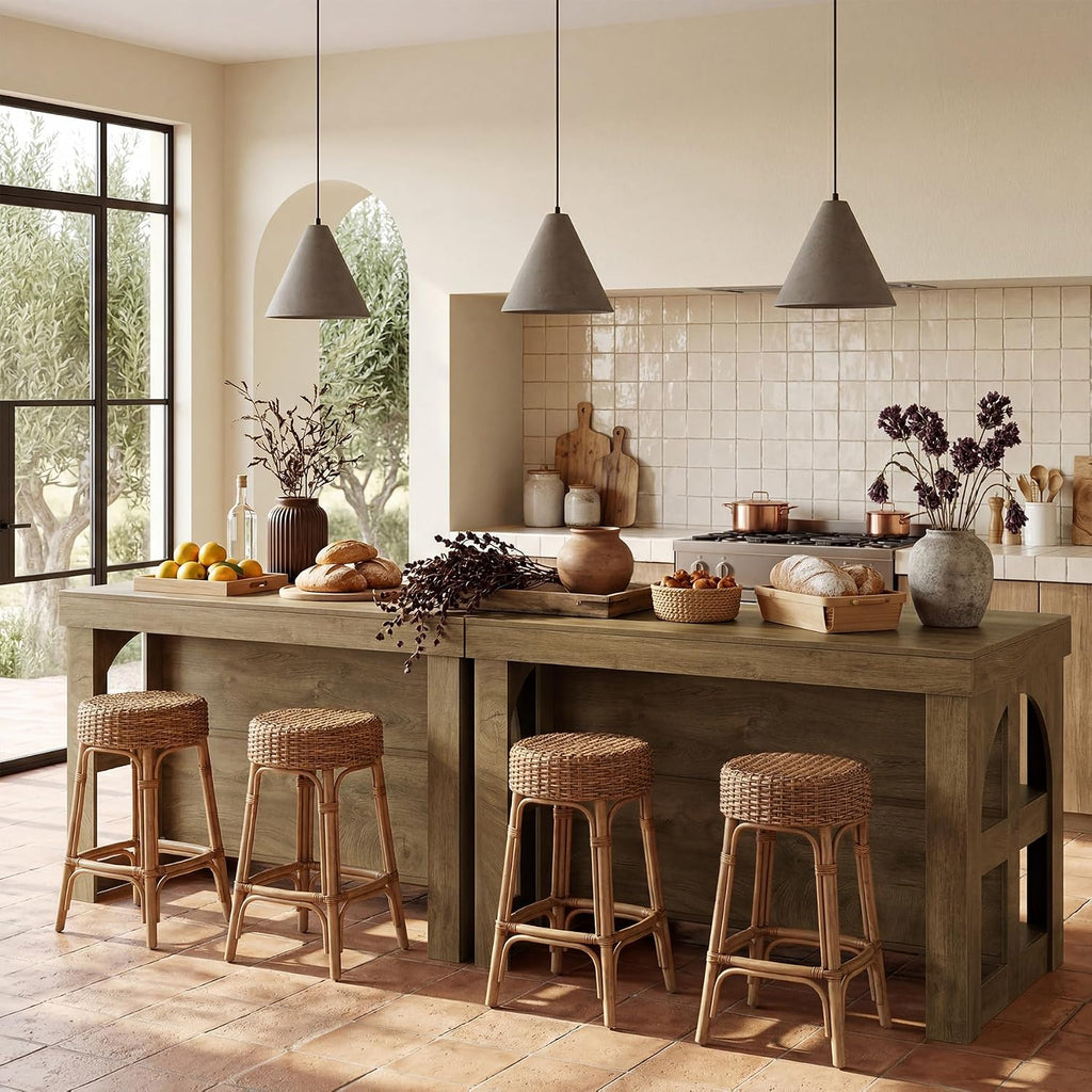 55‑Inch Farmhouse Wooden Kitchen Island with Storage