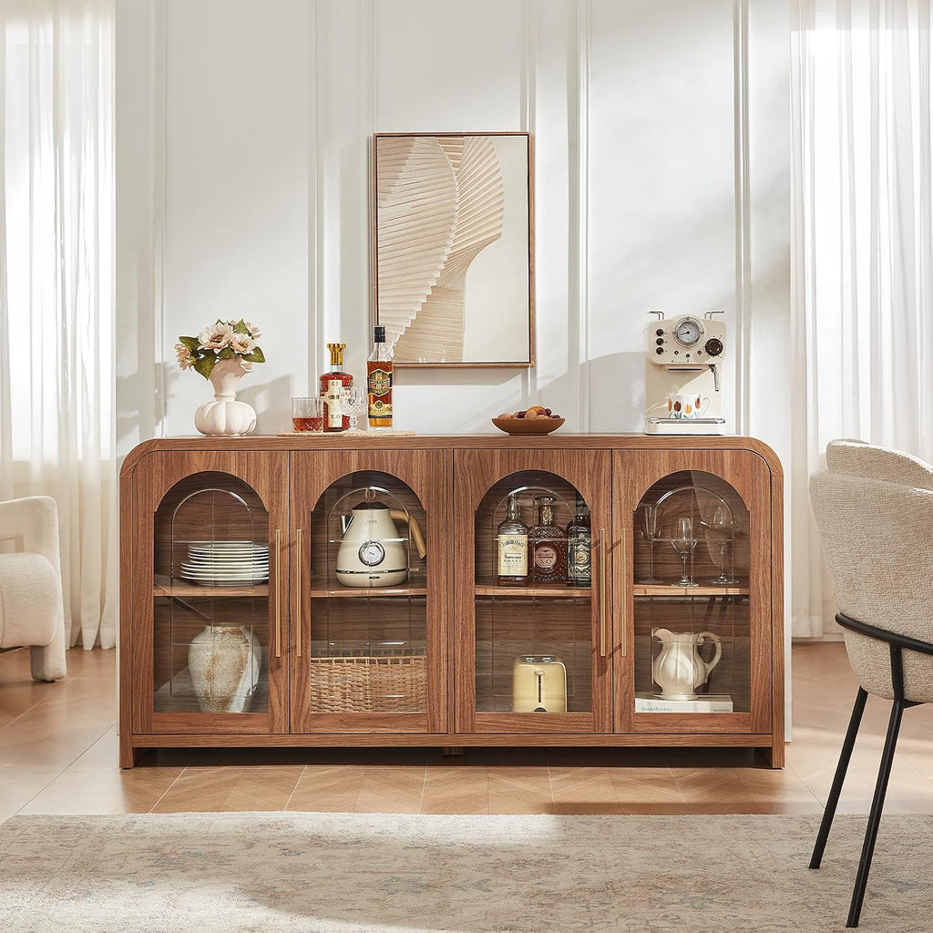 65‑Inch Arched Glass Door Sideboard Buffet Cabinet