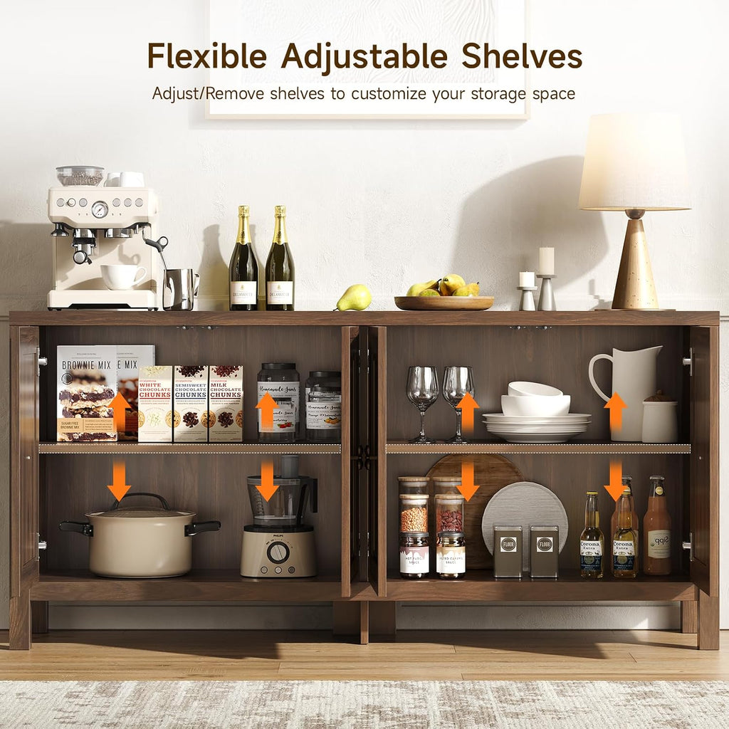 63‑Inch Wooden Sideboard Buffet Credenza Cabinet