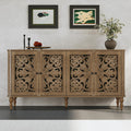 63‑Inch Retro Carved Arc Sideboard Buffet Cabinet