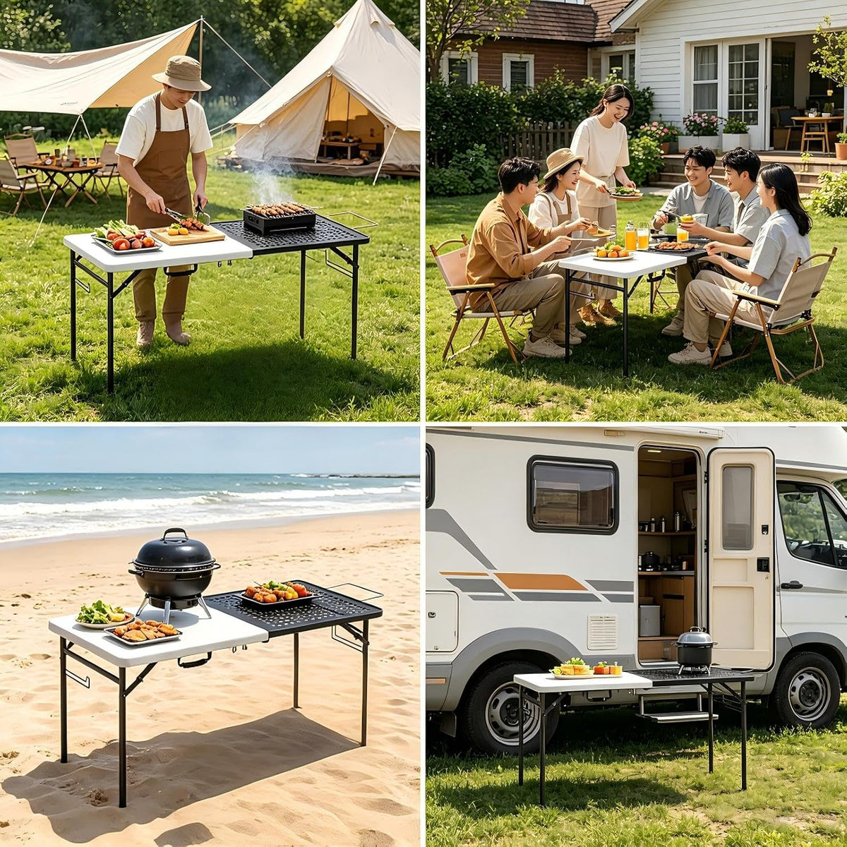 5FT  Portable Metal Grilling Folding Table