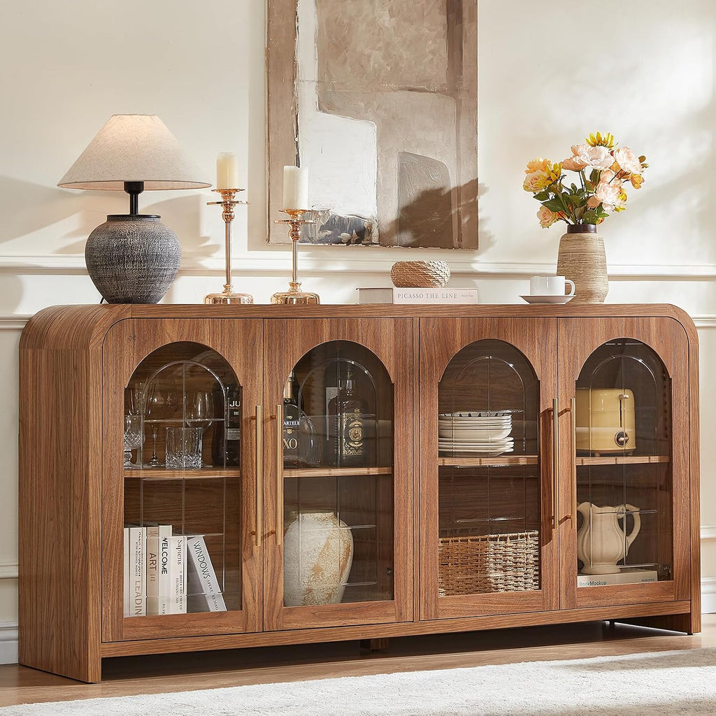 65‑Inch Arched Glass Door Sideboard Buffet Cabinet