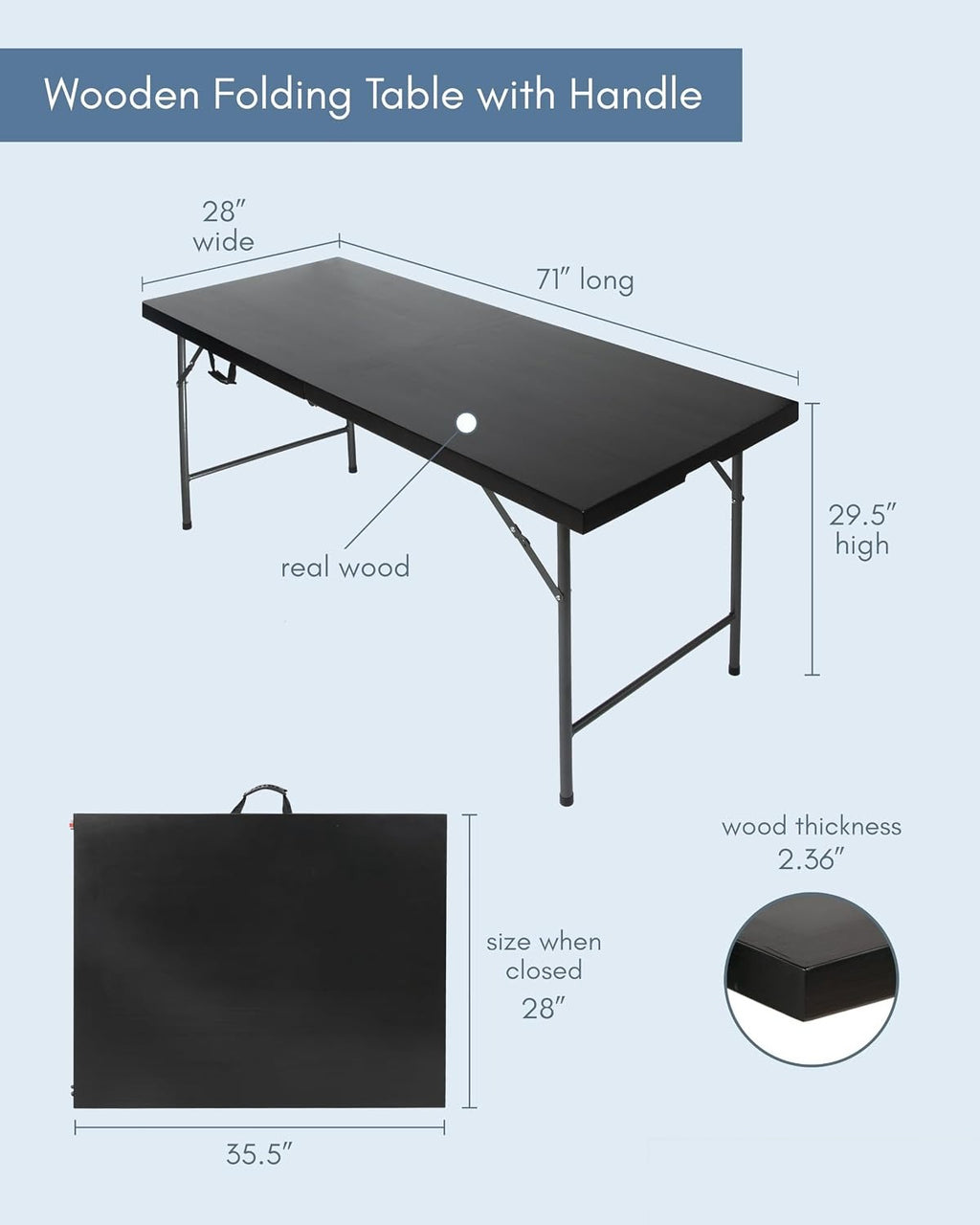 6 Ft Wooden Folding Banquet Table