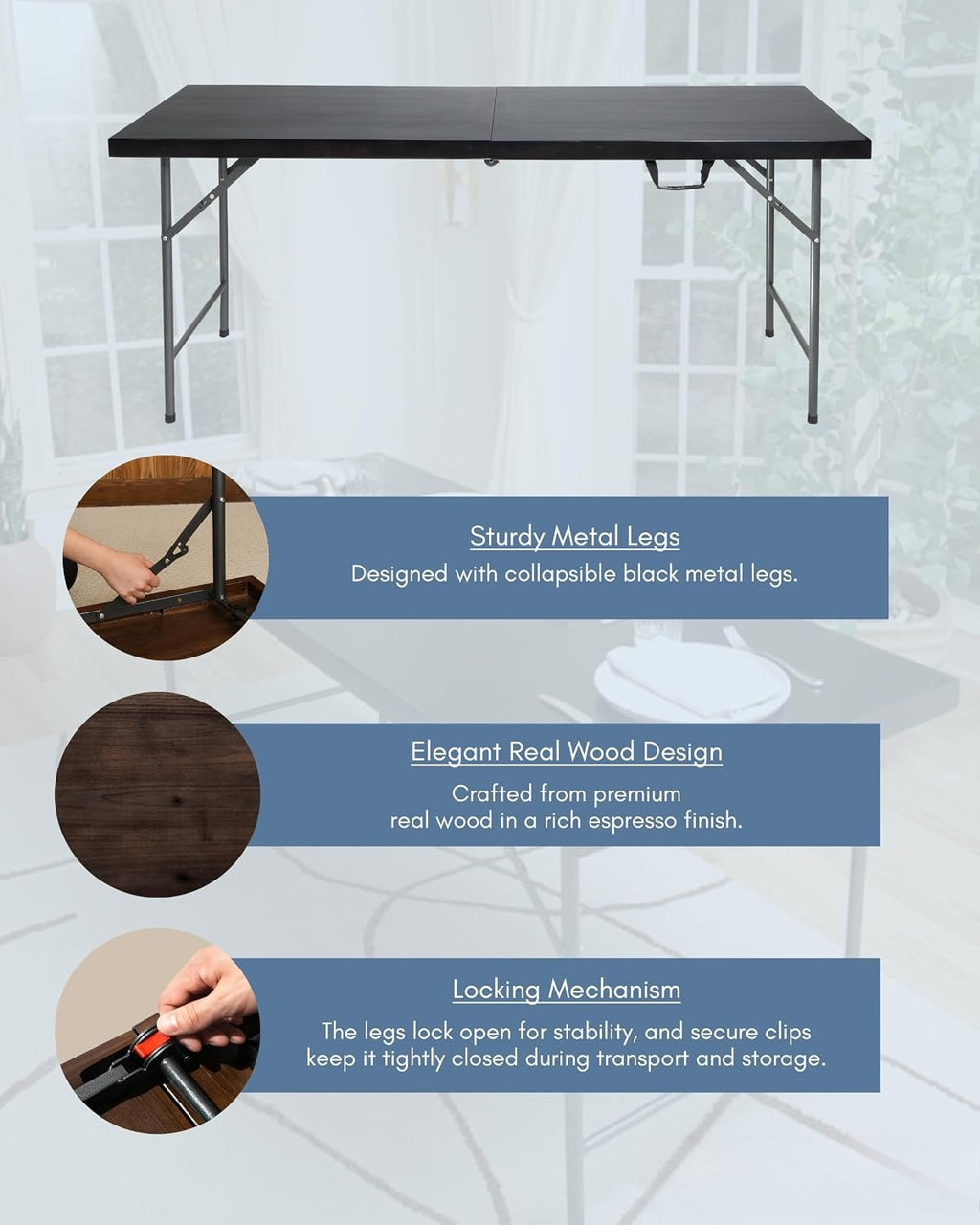 6 Ft Wooden Folding Banquet Table