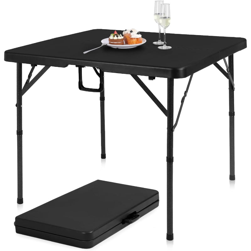 34‑Inch Square Adjustable‑Height Plastic Folding Card Table