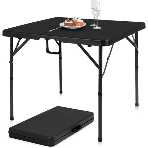 34‑Inch Square Adjustable‑Height Plastic Folding Card Table