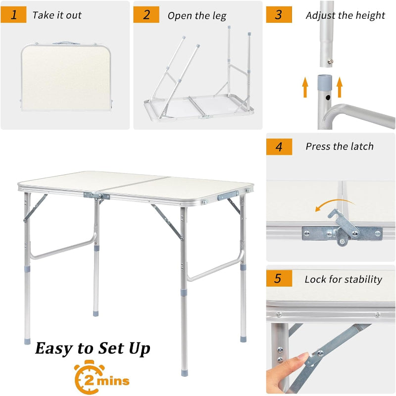 3FT  Adjustable Aluminum Folding Table