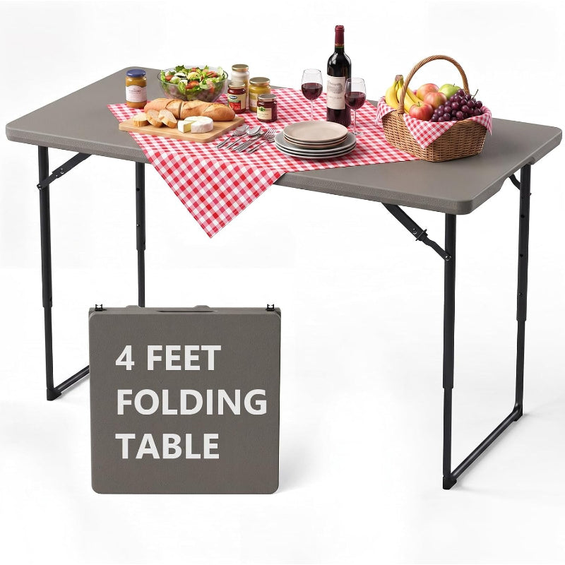 4FT Adjustable‑Height Fold‑in‑Half Portable Folding Table